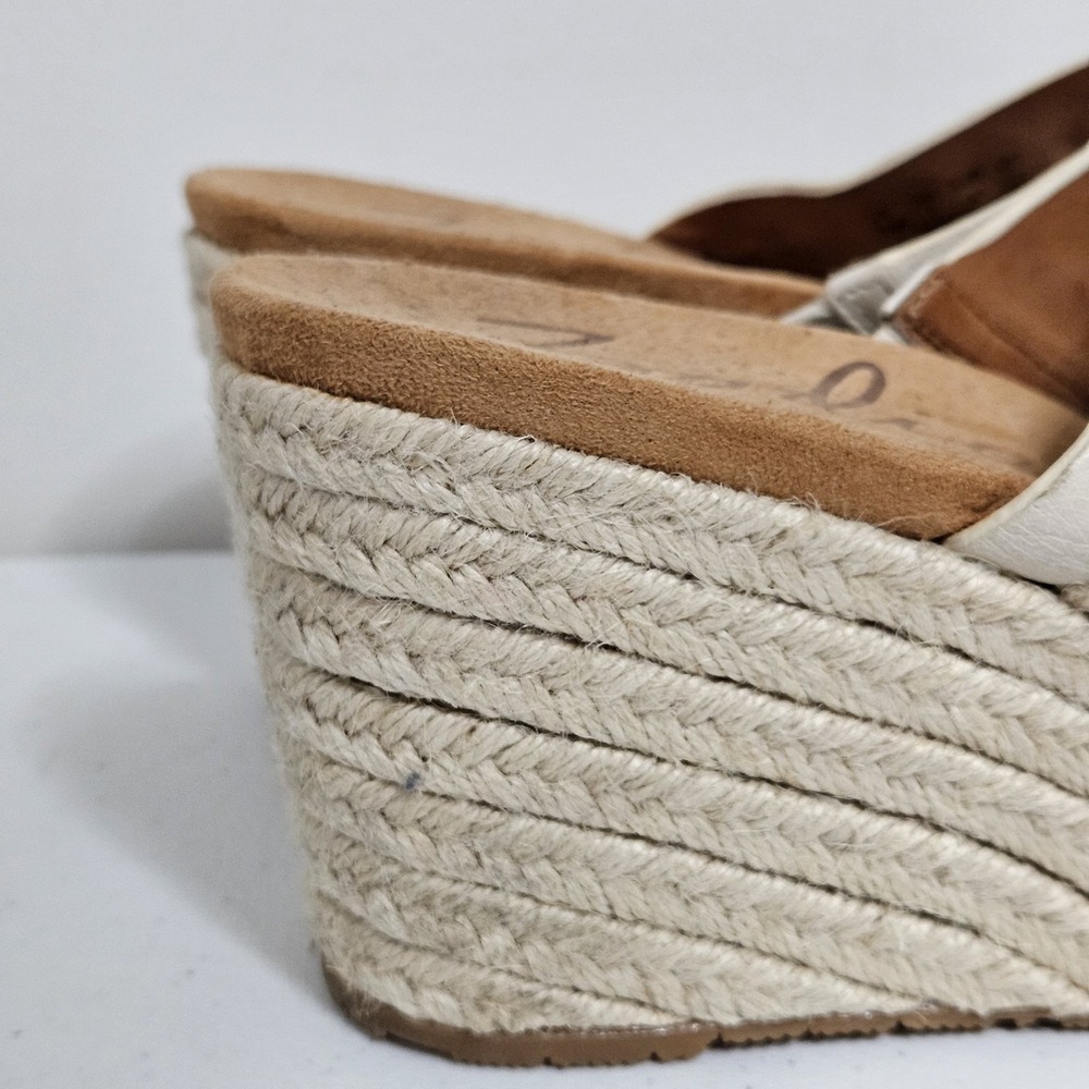 Zodiac Wedge Sandals Women 10 White Poppy Espadrille Slide Leather Platform Boho - Picture 3 of 11